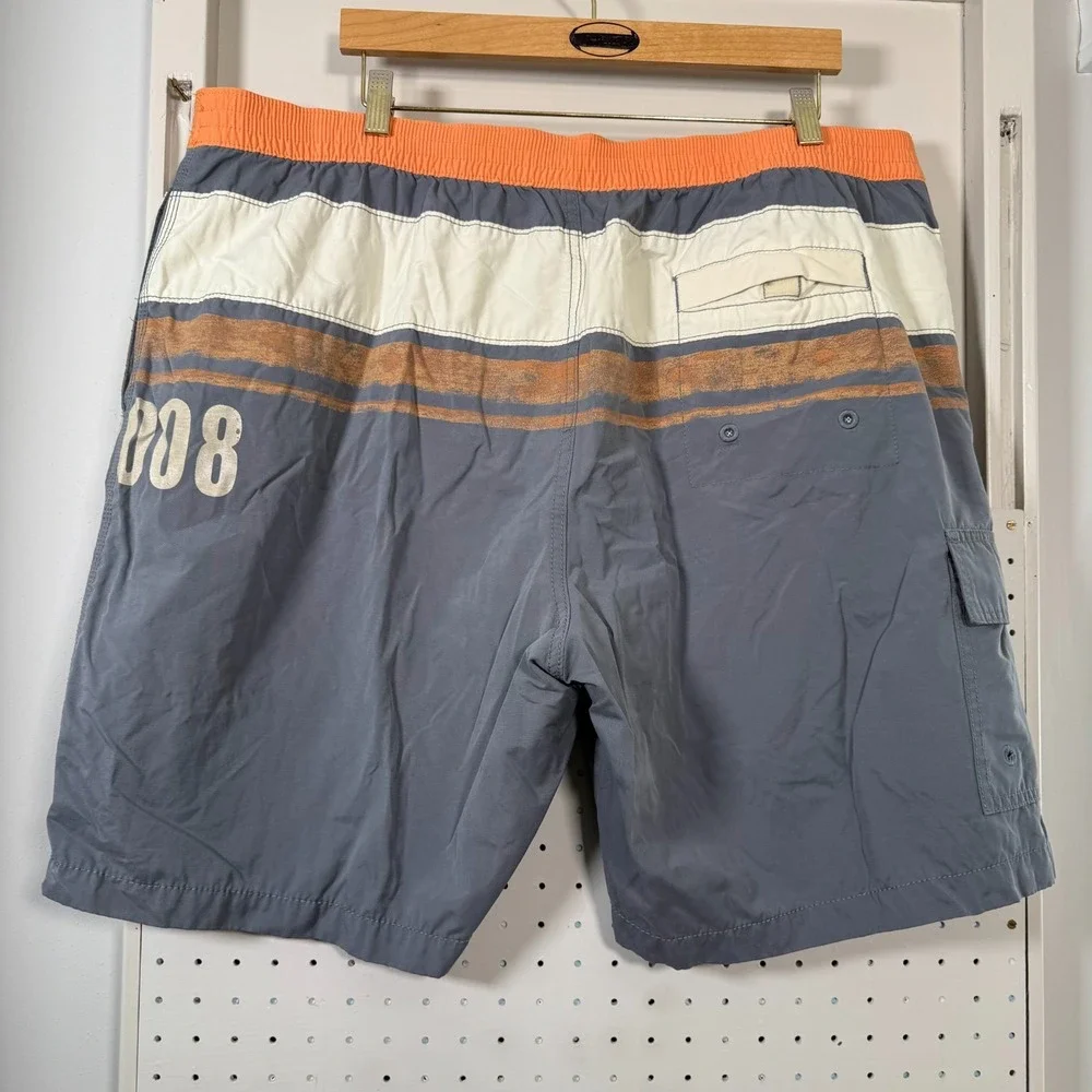 Tommy Bahama Relax Swim Shorts Men's Blue Striped Drawstrings Trunks Beach - 2XL